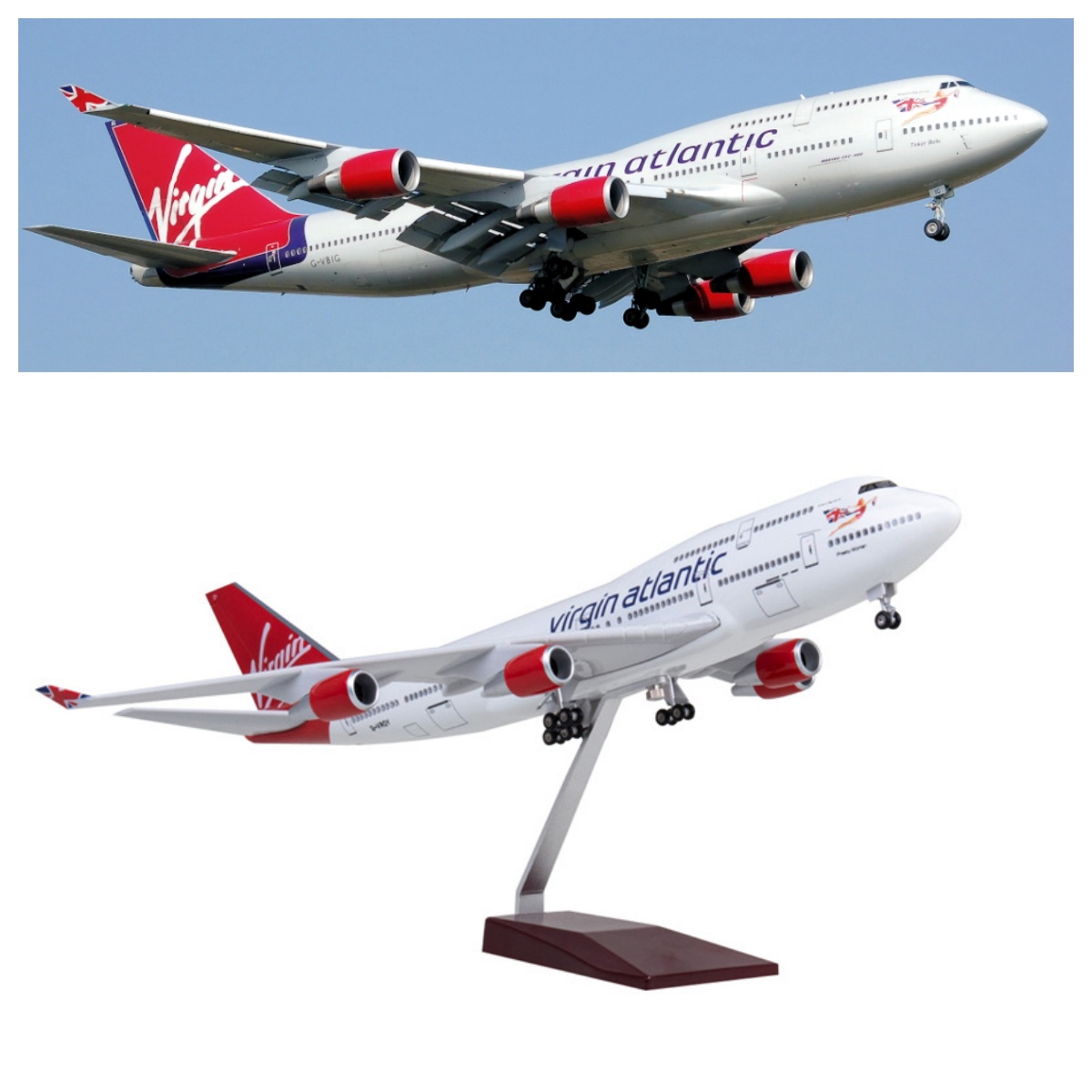 Model Airplane Plastic - 47cm Virgin Atlantic B747 Airplane Model